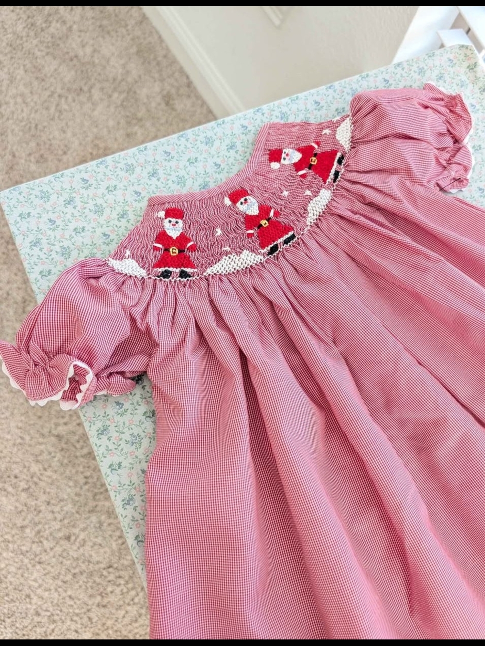 18 Mos Smocked Santa Christmas Dress